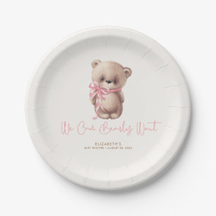 Teddy Bear Brown and Pink Baby Dusche Pappteller