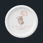 Teddy Bear Brown and Pink Baby Dusche Pappteller<br><div class="desc">Niedliche kleine Teddybär Babydusche Teller</div>
