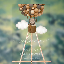 Teddy Bear, Brown Balloons, Babydusche Willkommen Acrylschild