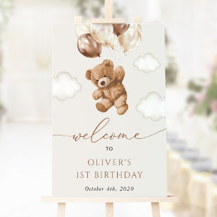 Teddy Bear, Brown Balloons, Erster Geburtstag Will Poster