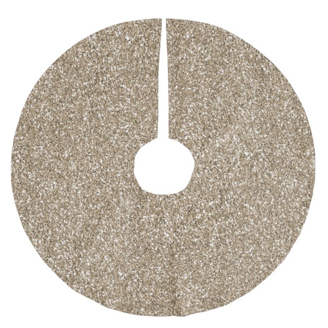 Teddy Bear Brown Gold Glitzer        Polyester Weihnachtsbaumdecke (Vorderseite)