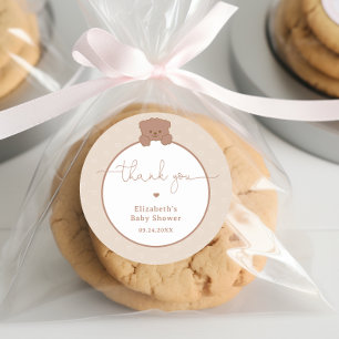 Teddy Bear Brown Minimalistisch Baby Dusche Vielen Runder Aufkleber