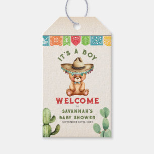 Teddy Bear Cactus Boy Baby Shower Fiesta Geschenkanhänger