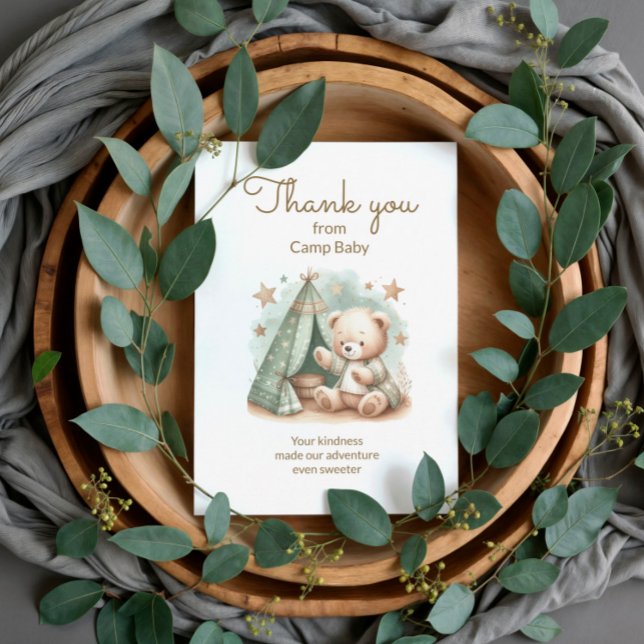 Teddy Bear Camp Baby shower Merci (Camp baby Teddy Bear baby shower thank you card)