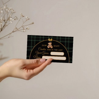 Teddy Bear Candy Guessing Game Ballot Card Green Begleitkarte