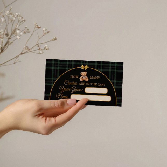 Teddy Bear Candy Guessing Game Ballot Card Green Begleitkarte (Von Creator hochgeladen)