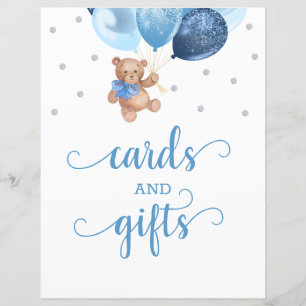 Teddy Bear Cards and Gifts Table Sign Baby Dusche