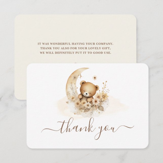 Teddy Bear carte de remerciements sans distinction (Devant / Derrière)