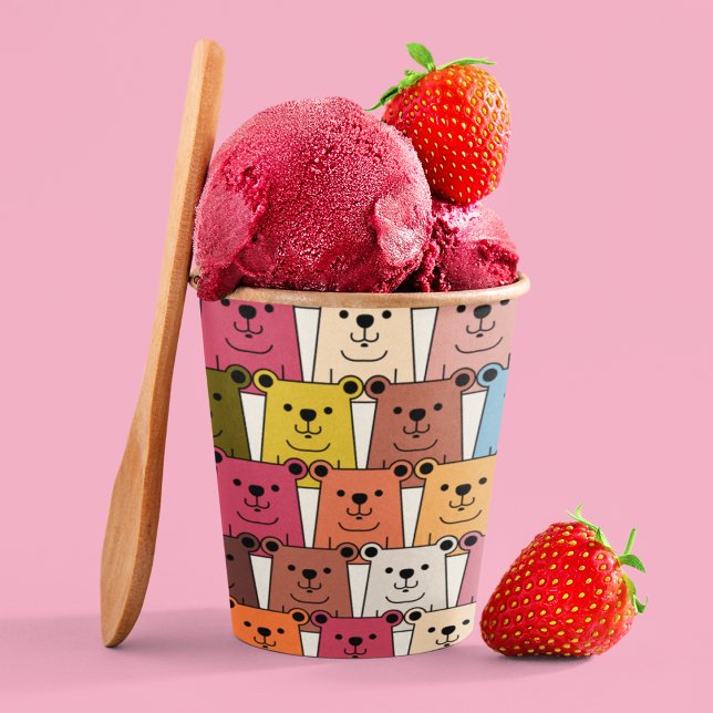 Teddy Bear Cartoon Pappbecher (multicolor teddy bear kids,adult party stationery, birthday party use and throw paper cups)