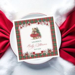 Teddy Bear Christmas Baby Shower Serviette