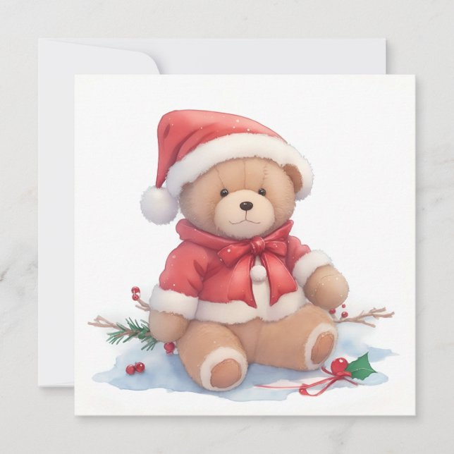 Teddy Bear Christmas Card Feiertagskarte (Vorderseite)