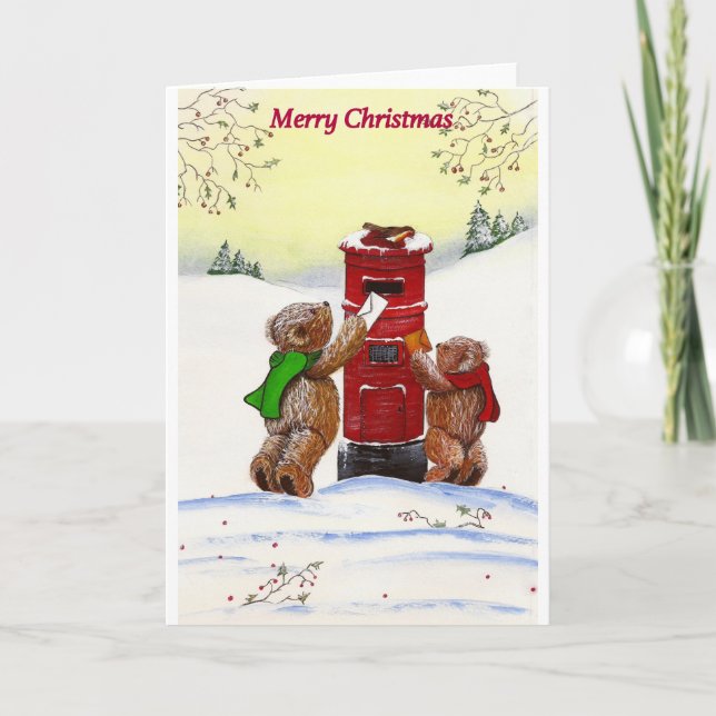 Teddy Bear Christmas Card Feiertagskarte (Vorderseite)
