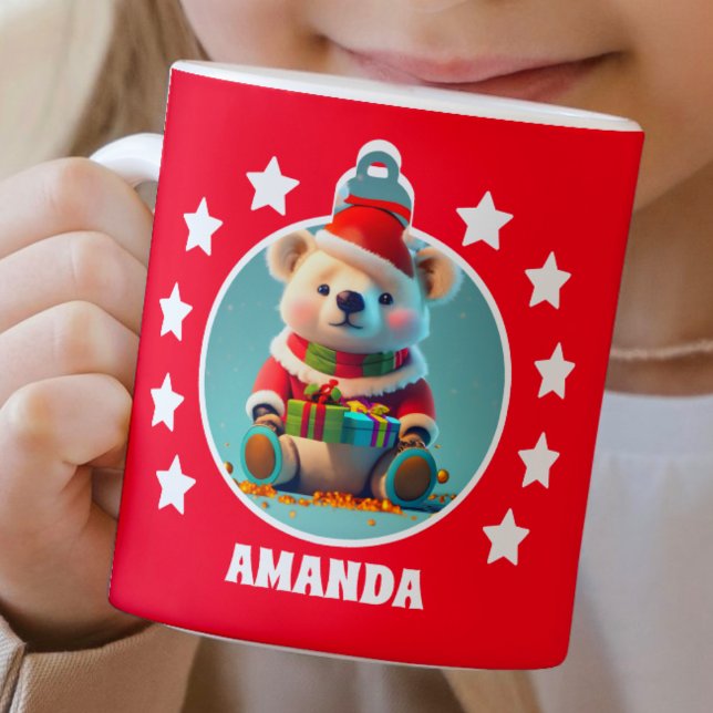 Teddy Bear Christmas Red Kids Hot Chocolate Tasse (Von Creator hochgeladen)