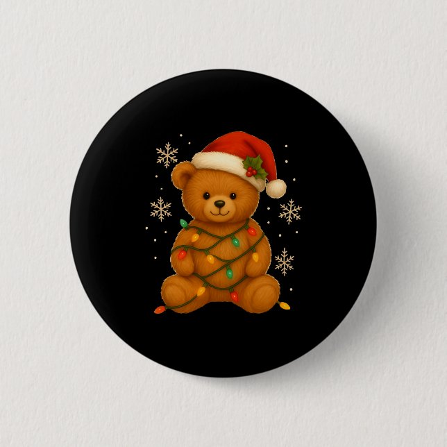 Teddy Bear Christmas Tree Lights Santa Hat For Bea Button (Vorderseite)