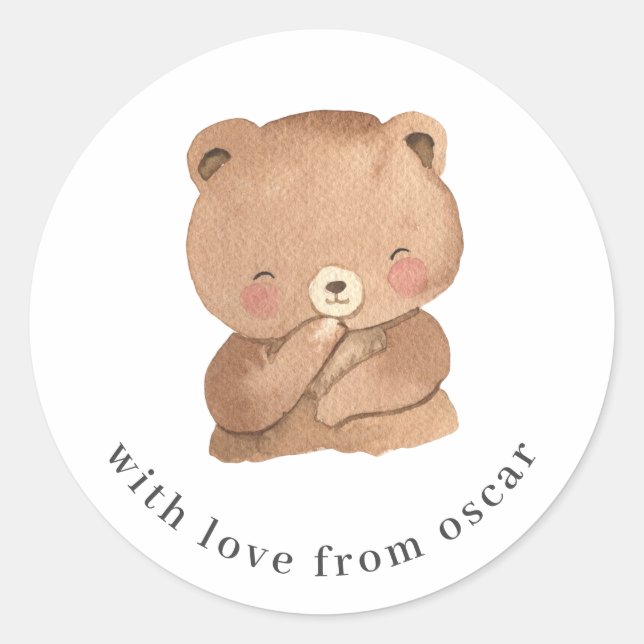 Teddy Bear Classic Round Sticker (Vorderseite)