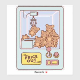 TEDDY BEAR CLAW MACHINE AUFKLEBER
