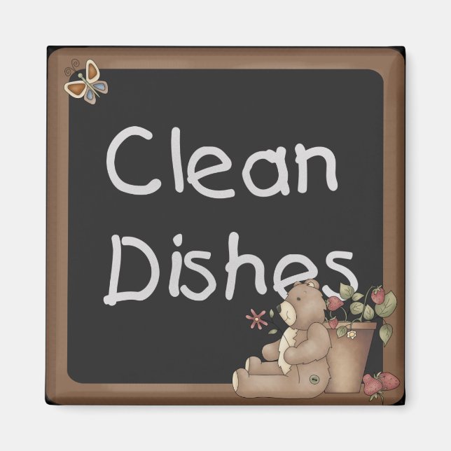 Teddy Bear Clean Geschirr Geschirrspülmaschine Mag Magnet (Vorne)