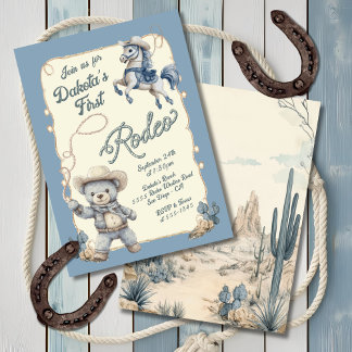 Teddy Bear Cowboy Horse Rodeo Geburtstag Einladung