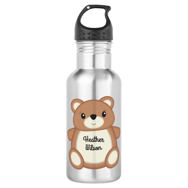 Teddy Bear Cute Kids Bouteille d'eau avec nom (Devant)