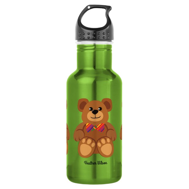 Teddy Bear Cute Kids Bouteille d'eau avec nom (Devant)