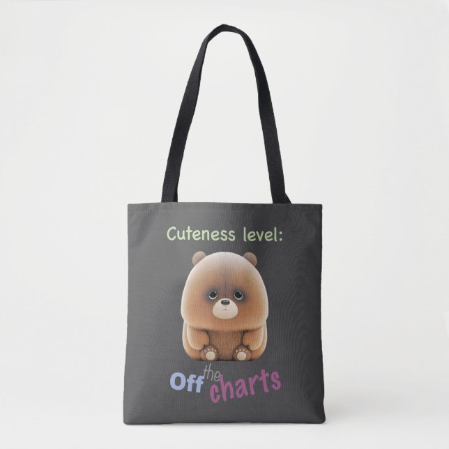 Teddy Bear Cuteness Level Niedlich Adortable Funny Tasche (Vorderseite)
