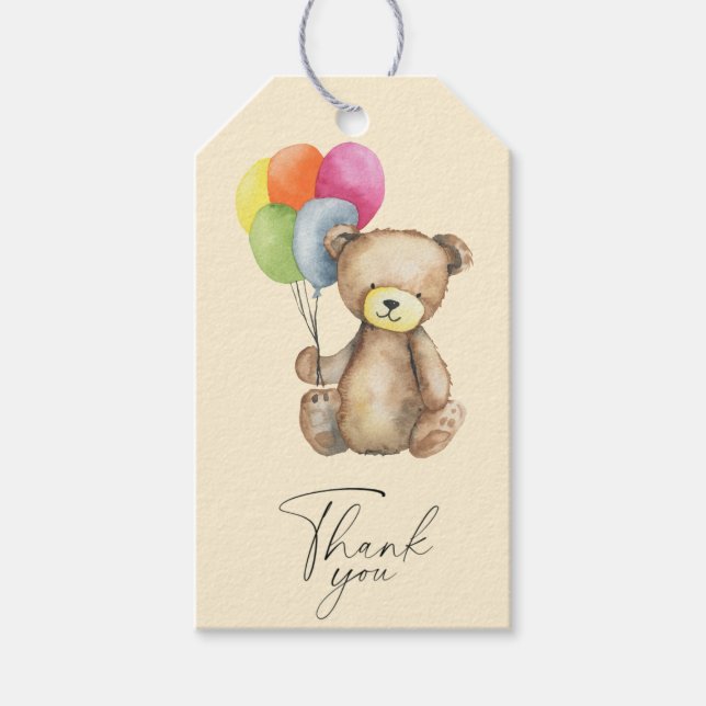 Teddy Bear - Danke, Baby Dusche Party Geschenkanhänger (Vorderseite)
