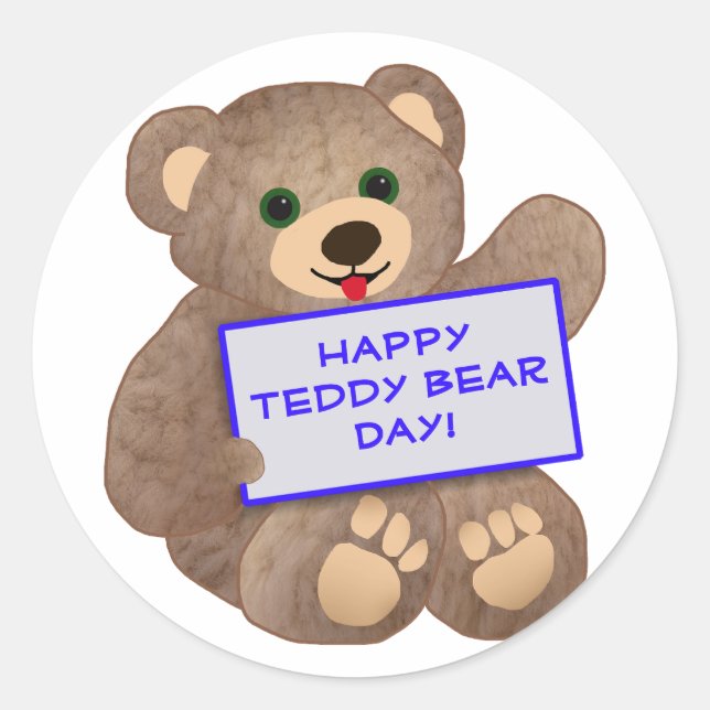 Teddy Bear Day Runder Aufkleber (Vorderseite)