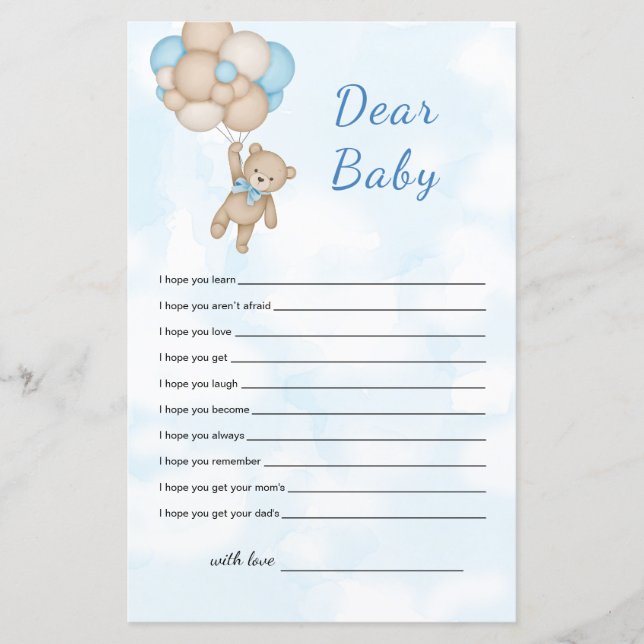Teddy Bear Dear Baby Wishes for baby (Vorderseite)