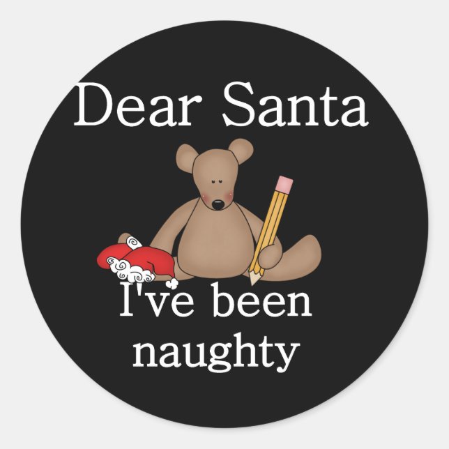 Teddy Bear Dear Santa Runder Aufkleber (Vorderseite)