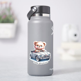 Teddy Bear, der ein konvertibles Auto fährt Aufkleber