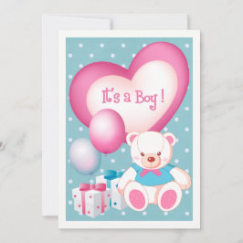 Teddy Bear Design Baby Boy Geburtsankündigung Ankündigung