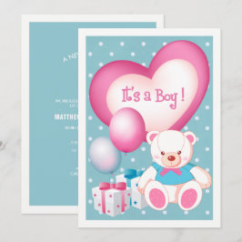 Teddy Bear Design Baby Boy Geburtsankündigung Ankündigung
