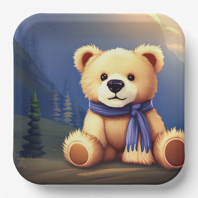 Teddy Bear Design Paper Plate Pappteller (Vorderseite)