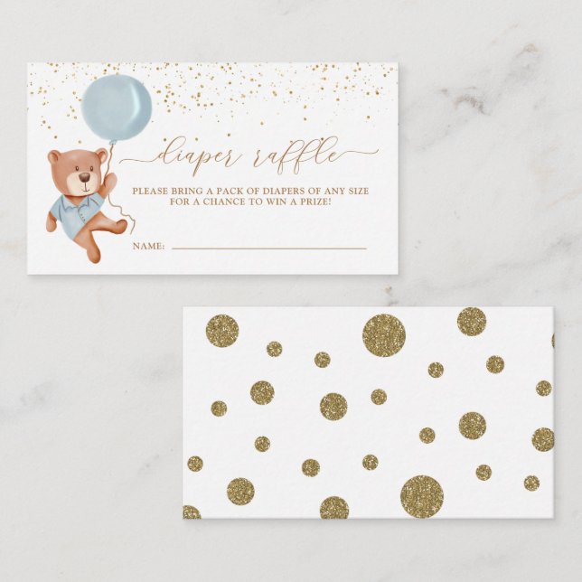 Teddy Bear Diaper Raffel Ticket Eintrittskarte Begleitkarte (Vorne/Hinten)