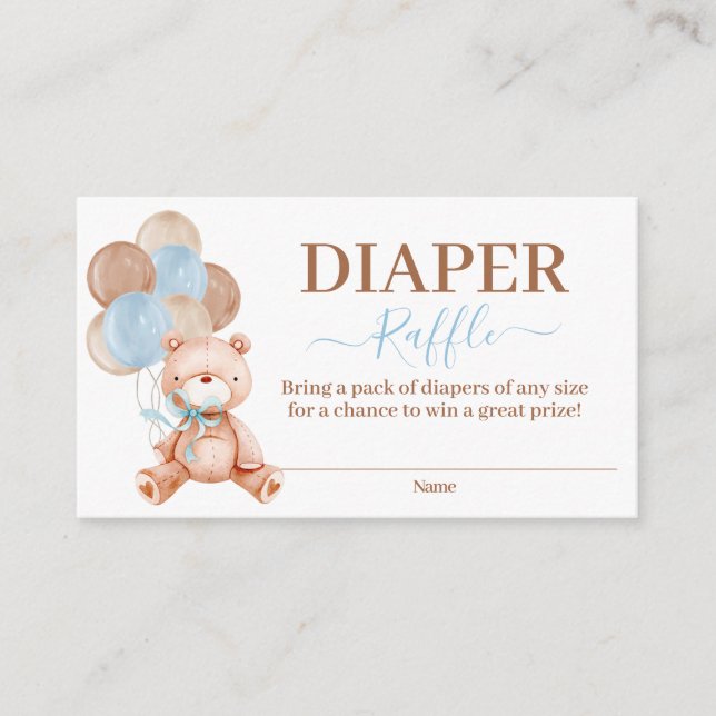Teddy Bear Diaper Raffle Begleitkarte (Vorderseite)
