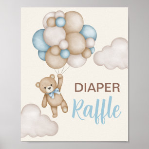 Teddy Bear Diaper Raffle Sign Poster