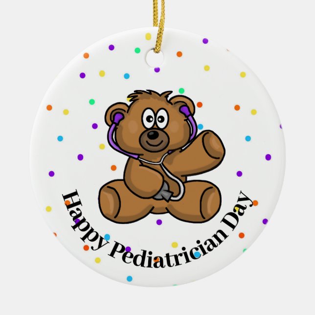 Teddy Bear Doctor Pädiatrier Name Ornament (Vorne)