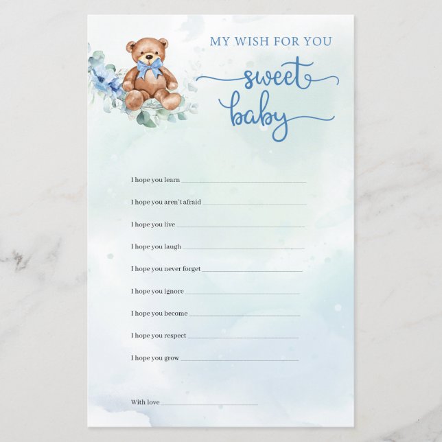 Teddy Bear Eucalyptus Wreath Boy Baby Showspiel (Vorderseite)