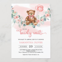 Teddy Bear Eucalyptus Wreath Girl Baby Shower
