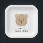 Teddy Bear Face Pappteller<br><div class="desc">Ein hübsches Bärendesign,  das perfekt für das Picknick Ihres Teddybären ist!</div>
