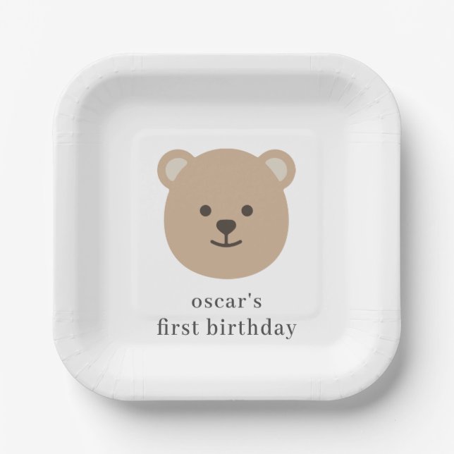 Teddy Bear Face Pappteller (Vorderseite)