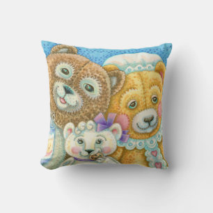 Teddy Bear Family Bruin THROW PILLOW Kissen