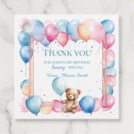 Teddy Bear farbenfroher Ballon Beary First Birthda Geschenkanhänger