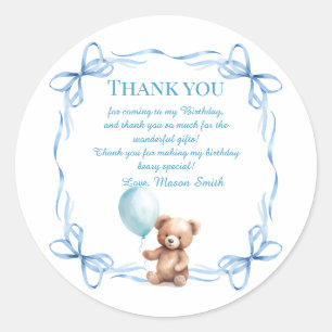 Teddy Bear farbenfroher Ballon Beary First Birthda Runder Aufkleber