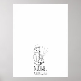 Teddy Bear Fingerprint Guest Book Poster