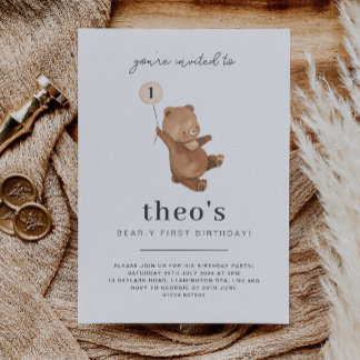Teddy Bear First Birthday Invitation Einladung