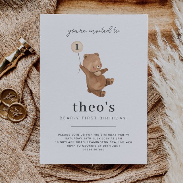 Teddy Bear First Birthday Invitation Einladung (Teddy Bear First Birthday Invitation)