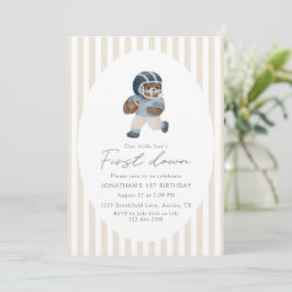 Teddy bear First Down Football First Birthday Einladung