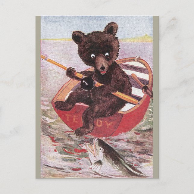 Teddy Bear fischen Postkarte (Vorderseite)