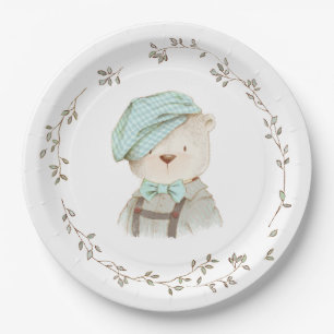 Teddy Bear Floral Einfach Minimalistisch Pappteller